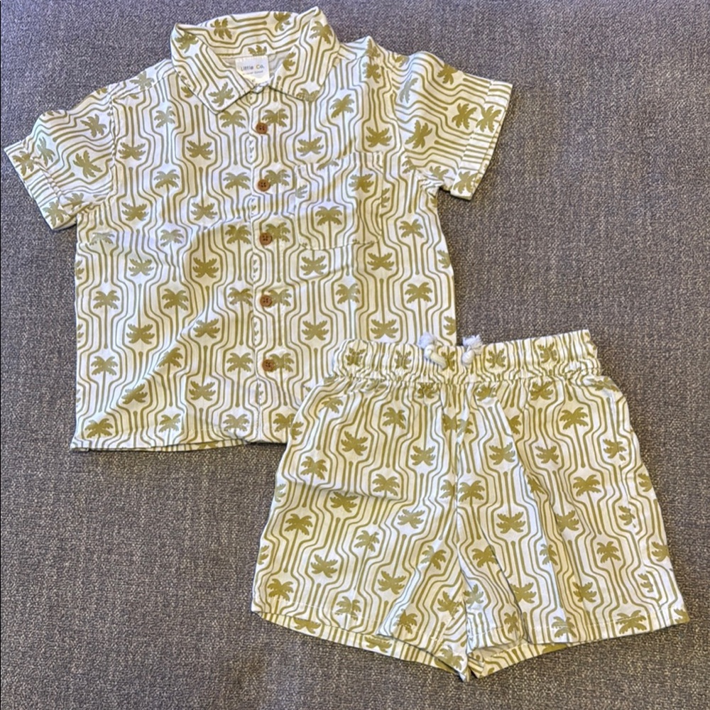LC Lauren Conrad Green Casual Button Up Top and Bottoms